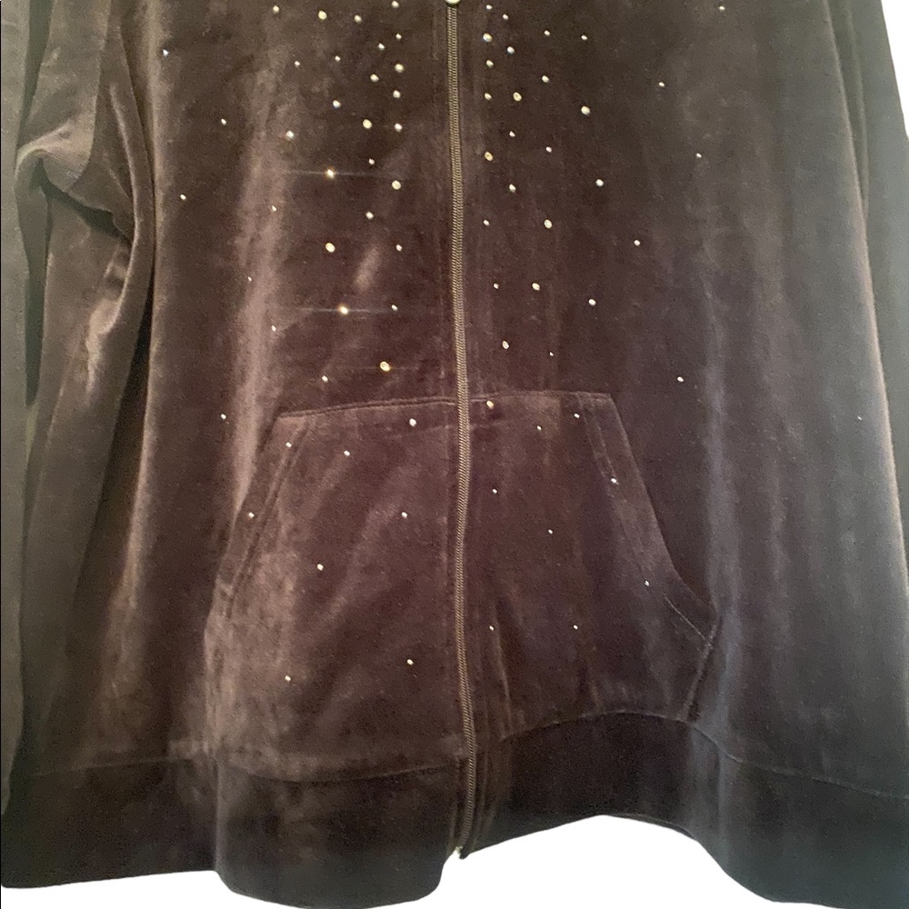 PRICED TO MOVE!! Style & Co Black Velour Hoodie Track Suit w Rhinestone Accents - Picture 3 of 15